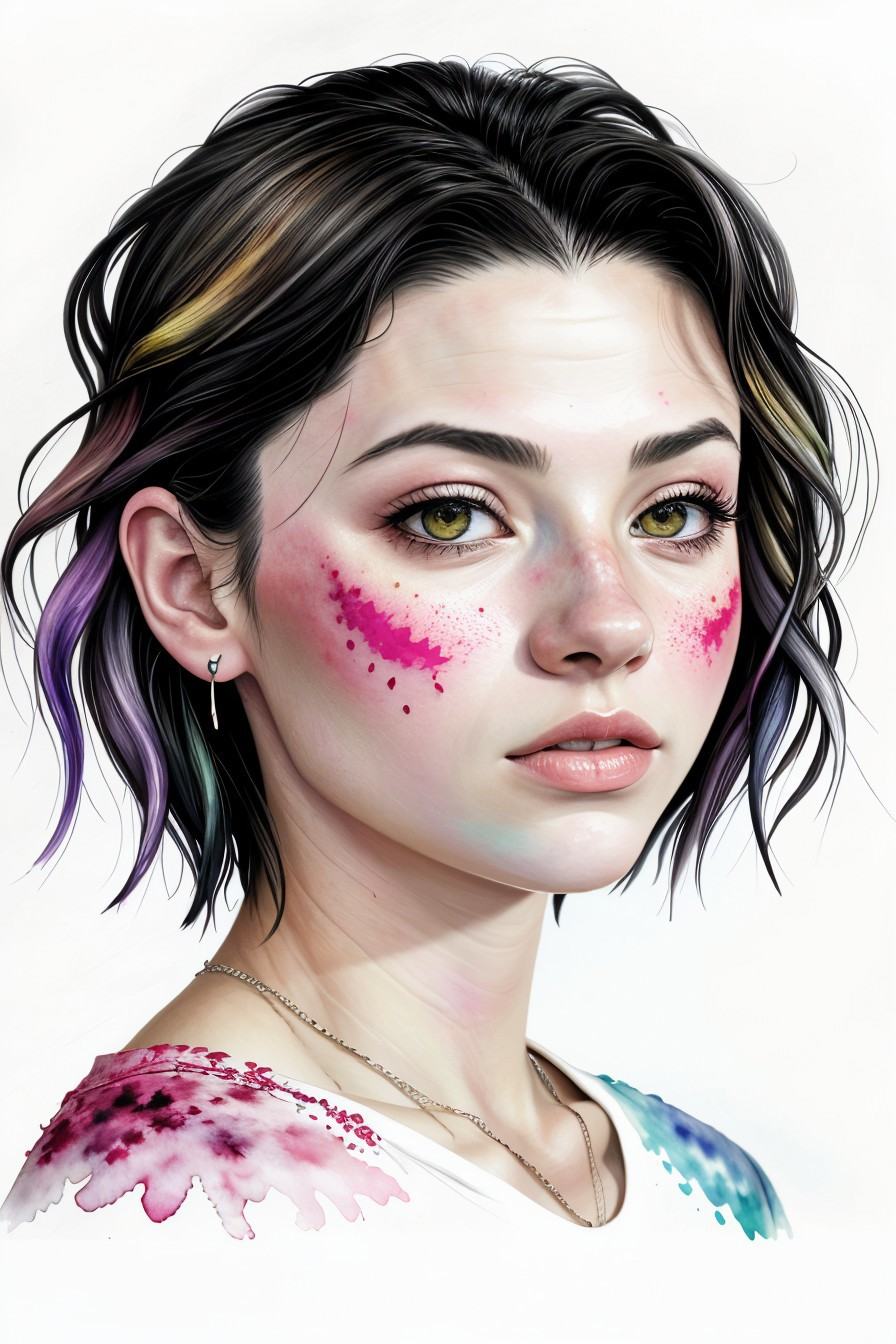 realistic photo of SavannahRaeDemers,  ink splash,  colorful on Tensor.Art