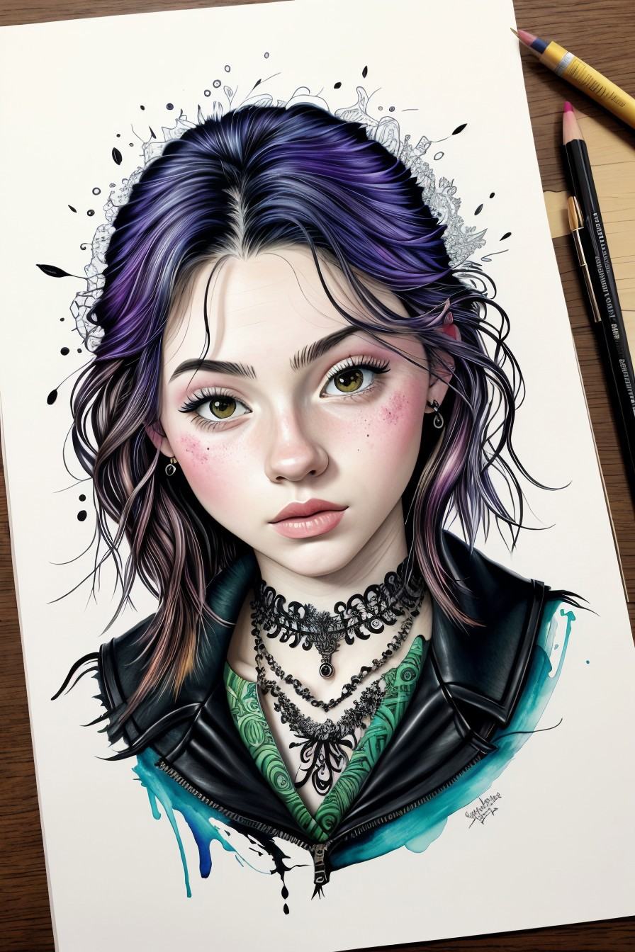 realistic photo of SavannahRaeDemers,  ink splash,  colorful on Tensor.Art