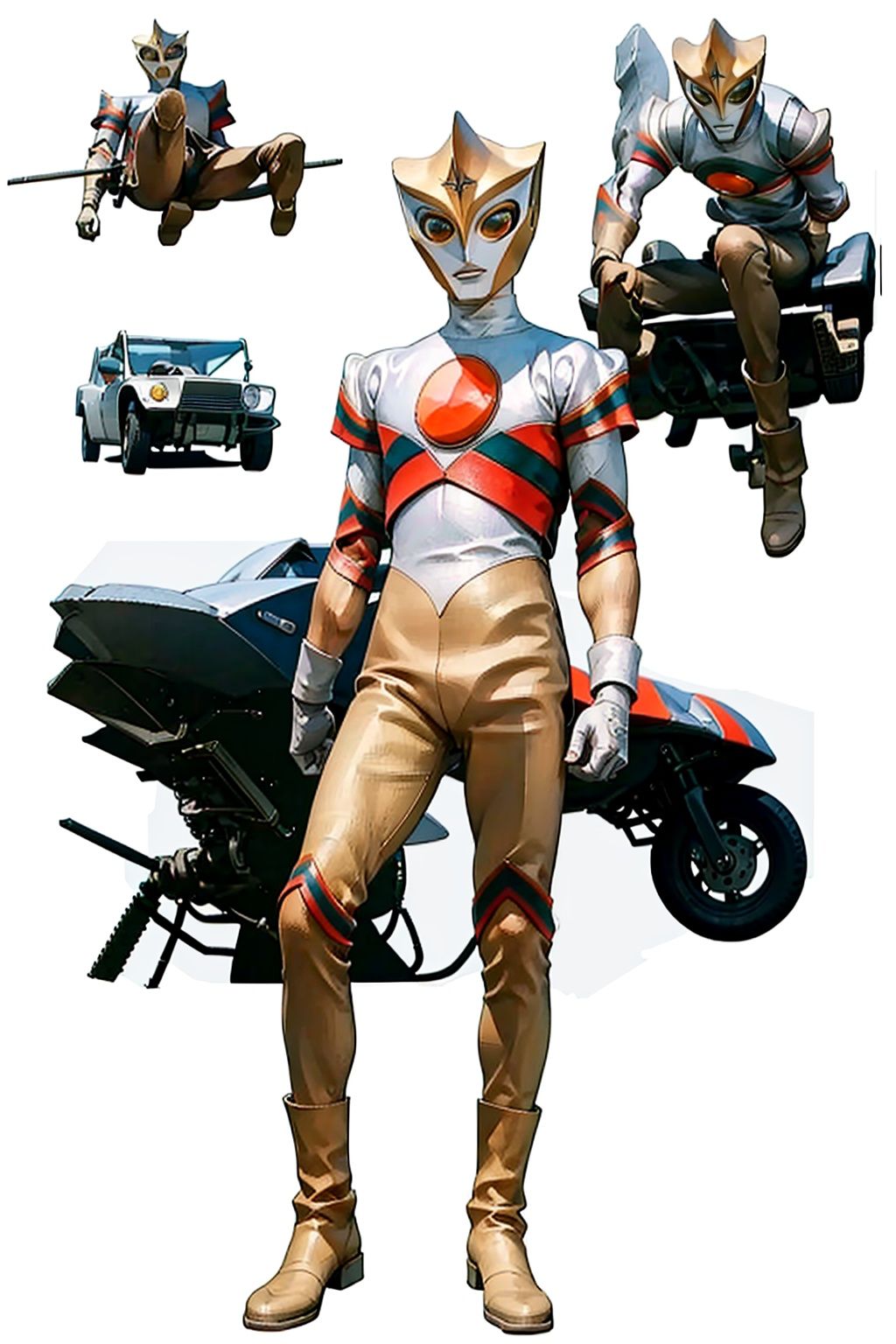 (masterpiece:1.3), (the best quality:1.2), (super fine illustrations:1.2), (Masterpiece), high quality, high detail,((white background:1.2)), looking at viewer, (SOLO:1.4),outline,,simple background, tri fighter,armor, bodysuit, boots, helmet,tri fighter