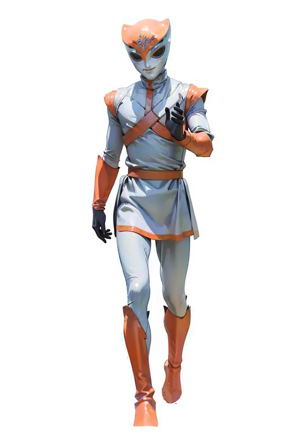 (masterpiece:1.3), (the best quality:1.2), (super fine illustrations:1.2), (Masterpiece), high quality, high detail,((white background:1.2)), looking at viewer, (SOLO:1.4),outline,,simple background, gloves,boots,armor,bodysuit,mask,helmet,gloves