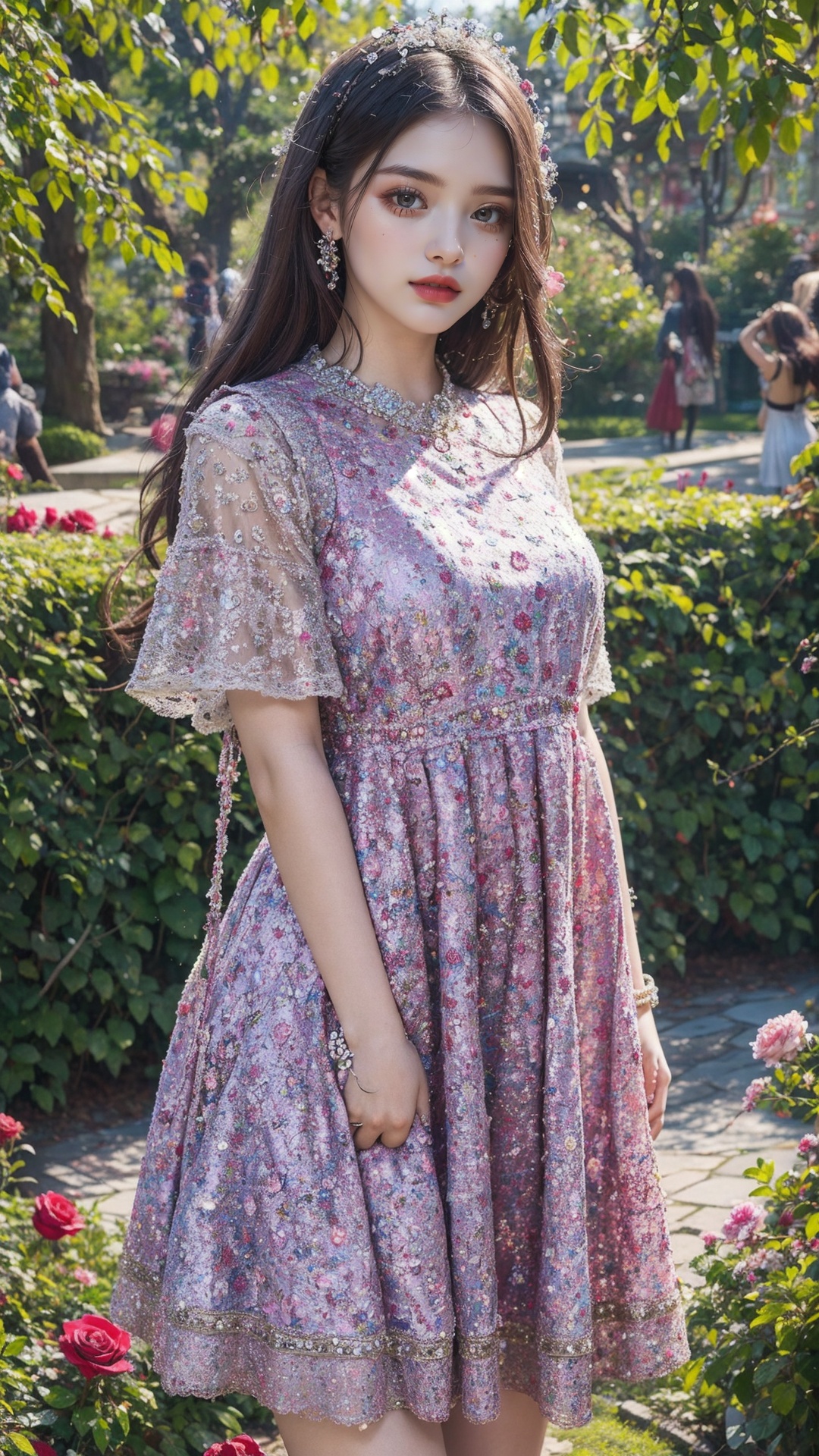 20 years old girl wear babydoll dress in the rose garden,  realistic,  best quality on Tensor.Art