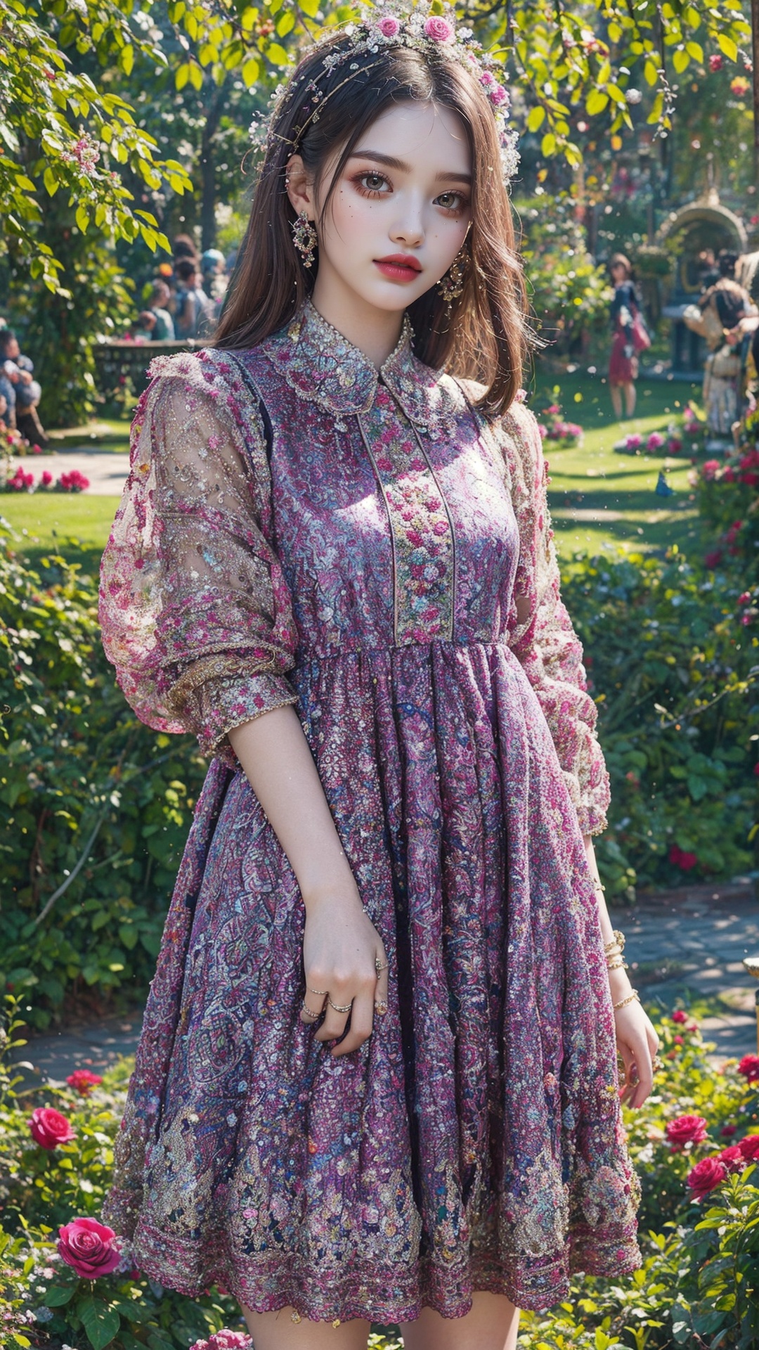 20 years old girl wear babydoll dress in the rose garden,  realistic,  best quality on Tensor.Art