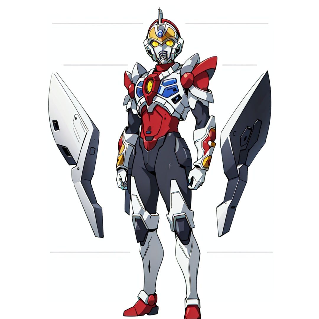 (masterpiece:1.3), (the best quality:1.2), (super fine illustrations:1.2), (Masterpiece), high quality, high detail,((white background:1.2)), looking at viewer, (SOLO:1.4),outline,,simple background, gauntlets,armor,breastplate,shoulder armor, machinery, super robot, robot, mecha, helmet,gauntlets