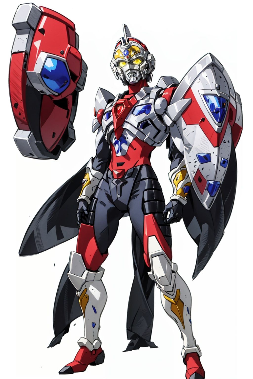 (masterpiece:1.3), (the best quality:1.2), (super fine illustrations:1.2), (Masterpiece), high quality, high detail,((white background:1.2)), looking at viewer, (SOLO:1.4),outline,,simple background, gauntlets,armor,breastplate,shoulder armor, machinery, super robot, robot, mecha, helmet,gauntlets