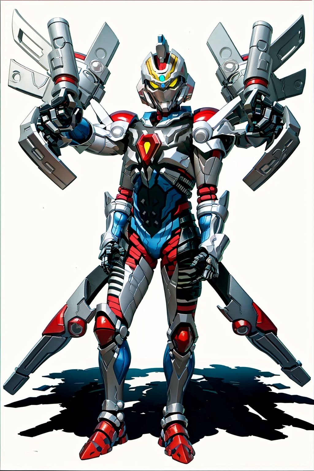 (masterpiece:1.3), (the best quality:1.2), (super fine illustrations:1.2), (Masterpiece), high quality, high detail,((white background:1.2)), looking at viewer, (SOLO:1.4),outline,,simple background, gauntlets,armor,breastplate,shoulder armor,machinery,super robot,helmet, robot,mecha