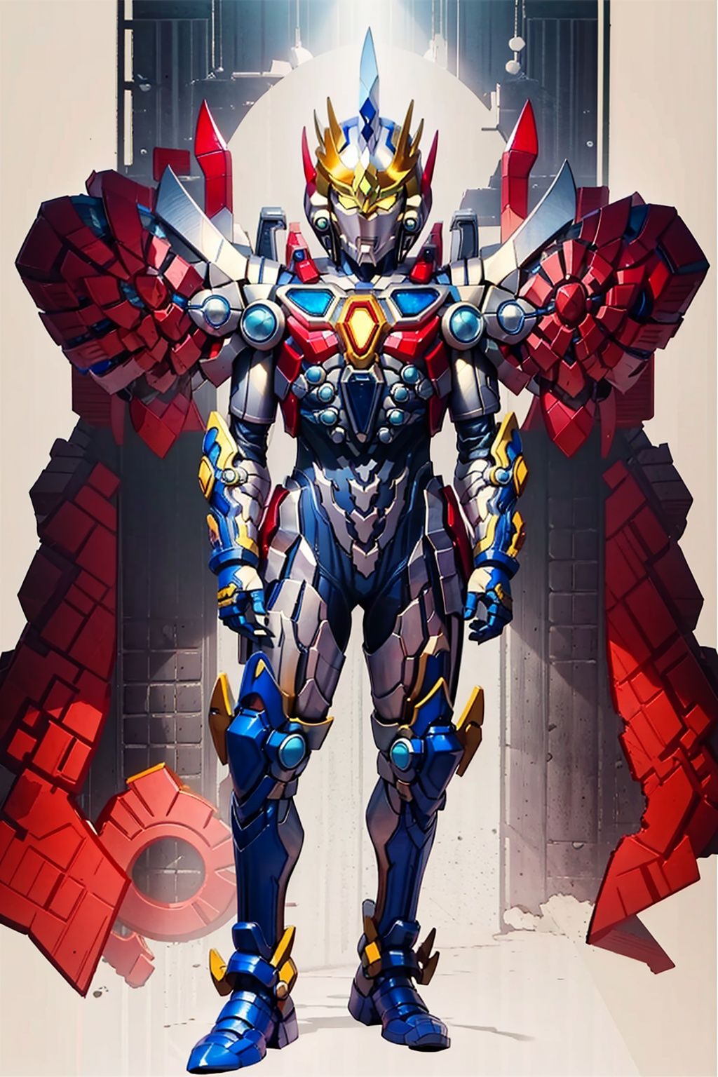 (masterpiece:1.3), (the best quality:1.2), (super fine illustrations:1.2), (Masterpiece), high quality, high detail,((white background:1.2)), looking at viewer, (SOLO:1.4),outline,,simple background, helmet,mask,cover,gauntlets,shoulder armor,armor,breastplate,robot,super robot, mecha