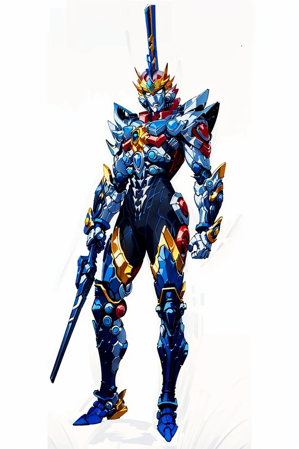 (masterpiece:1.3), (the best quality:1.2), (super fine illustrations:1.2), (Masterpiece), high quality, high detail,((white background:1.2)), looking at viewer, (SOLO:1.4),outline,,simple background, mecha,super robot,robot,breastplate,armor,shoulder armor,gauntlets,cover,mask,helmet,mecha