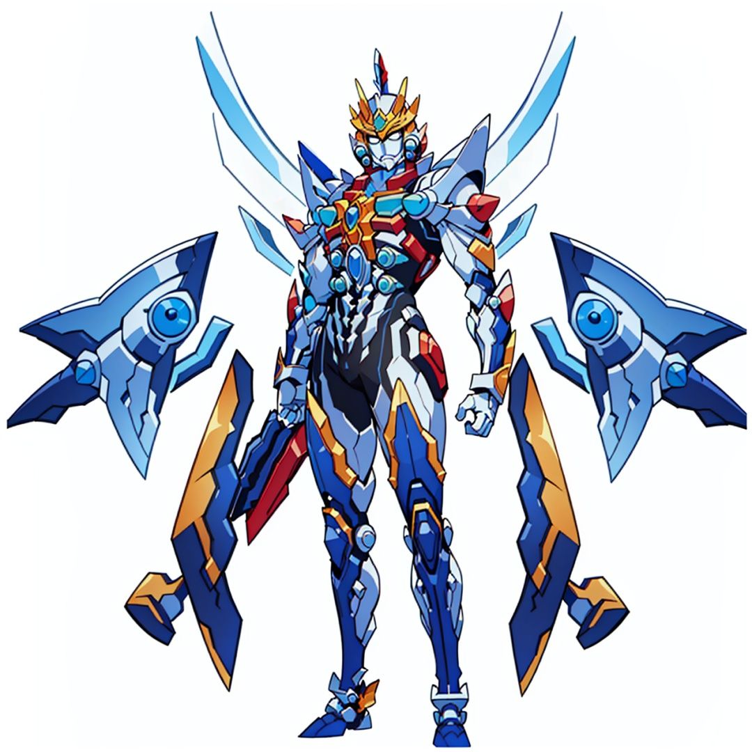 (masterpiece:1.3), (the best quality:1.2), (super fine illustrations:1.2), (Masterpiece), high quality, high detail,((white background:1.2)), looking at viewer, (SOLO:1.4),outline,,simple background, mecha,super robot,robot,breastplate,armor,shoulder armor,gauntlets,cover,mask,helmet,mecha