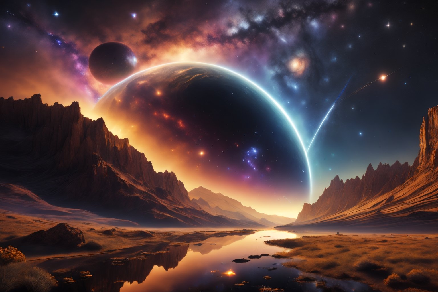 (best quality, 8K, ultra-detailed, masterpiece), (cinematic, photorealistic), Transport your audience to the vastness of outer space with an 8K masterpiece. Create a breathtaking scene featuring a stunning nebula and galaxy. Pay meticulous attention to ultra details, ensuring that every celestial element is depicted with utmost realism. Employ cinematic techniques to evoke a sense of awe and wonder, making viewers feel as though they are exploring the cosmos firsthand.