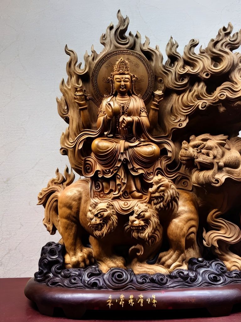 <lora:mudiao-000006:0.8>,masterpiece,best quality,mudiao, statue, black background, solo, sitting, simple background, lion, jewelry, no humans, holding, tiger, robe