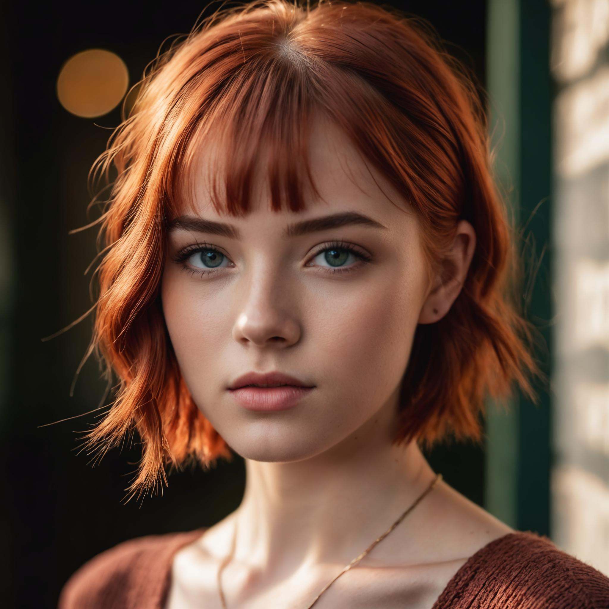 photo of 18 y.o woman,  perfect eyes,  short red hair on Tensor.Art