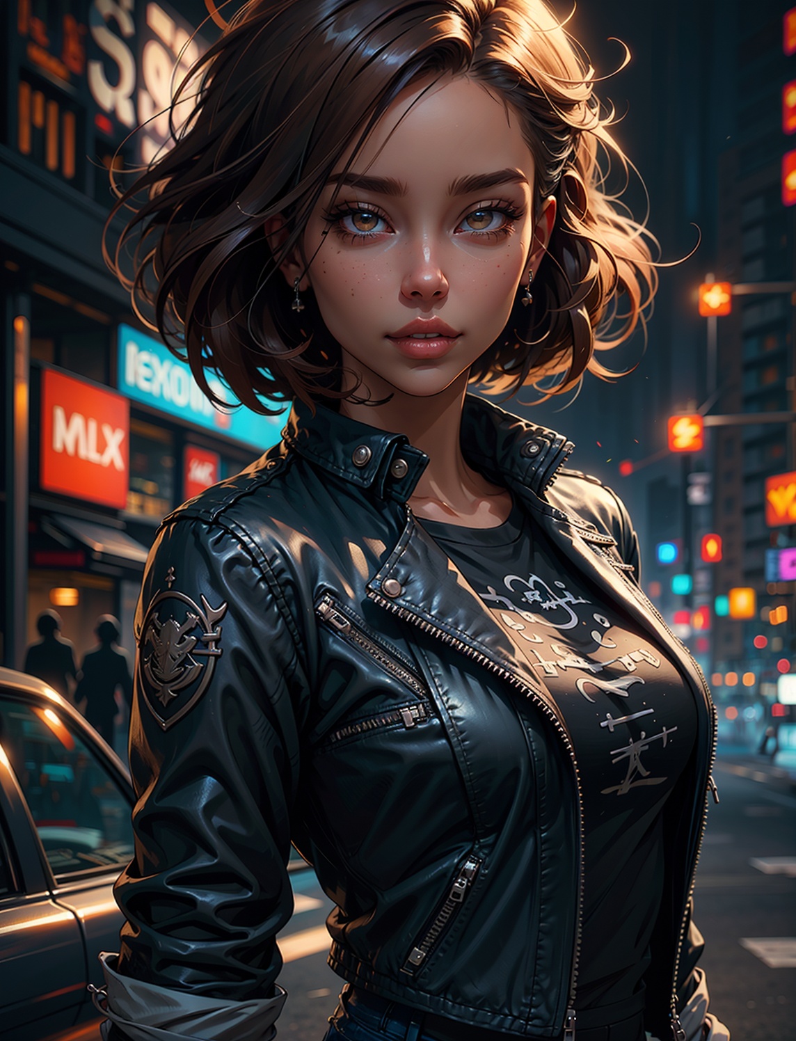 centered,  brown bob hair ,  happy on Tensor.Art