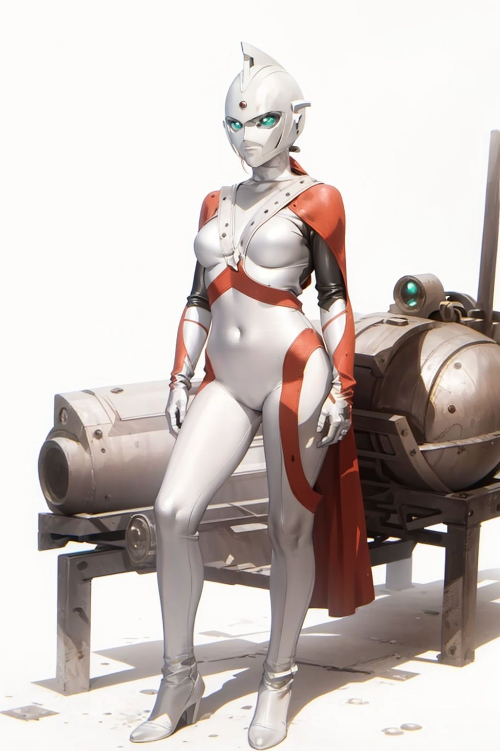 (masterpiece:1.3), (the best quality:1.2), (super fine illustrations:1.2), (Masterpiece), high quality, high detail,((white background:1.2)), looking at viewer, (SOLO:1.4),outline,,simple background, bodysuit,boots, armor, gloves,helmet,bodysuit
