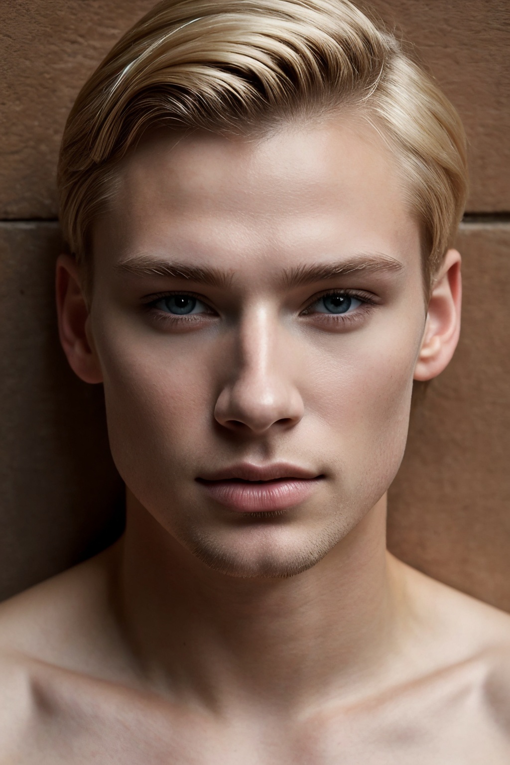 Ultra-high definition (8k) 1guy portrait of a 20-year-old blond Swedish gentleman with chiseled features and piercing blue...