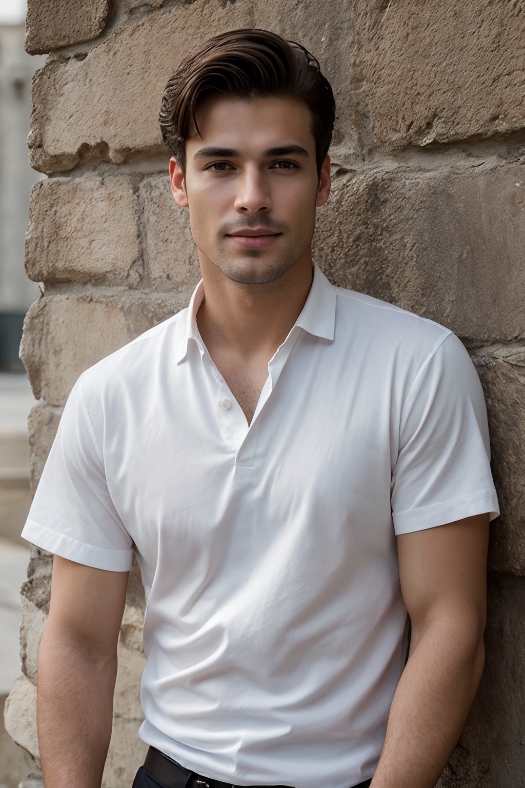 Masterpiece: 8K Portrait of a Handsome Latin Gentleman. A stunning,  well-groomed individual wearing a crisp white shirt,...