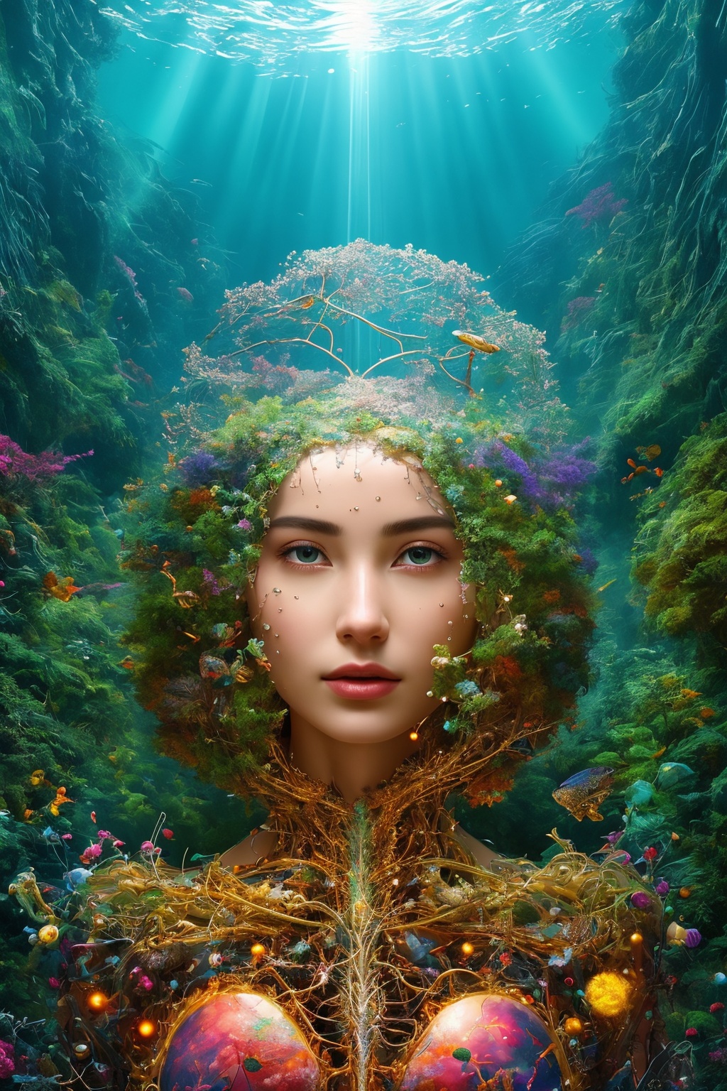 (best quality, 8K, highres, masterpiece),  ultra-detailed,  (photo-realistic,  lifelike) cinematic close-up photograph of a captivating neural network organism. This ethereal creation seamlessly merges the features of a divine woman with an intricate anatomical face,  showcasing mesmerizing biomechanical details. The high-resolution image captures the essence of a surreal fusion between biology and technology,  creating a true masterpiece that invites viewers into a world of wonder and intrigue.