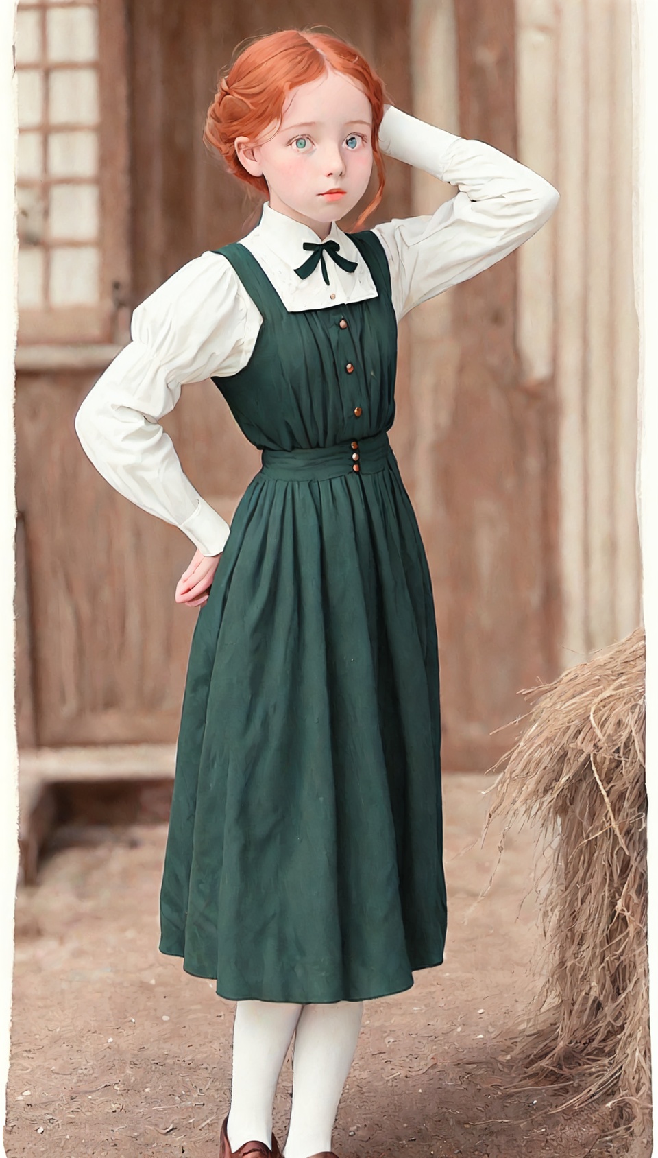 ginger girl,  as 12 years old 1908 fashion,  anne of green gables attire on Tensor.Art