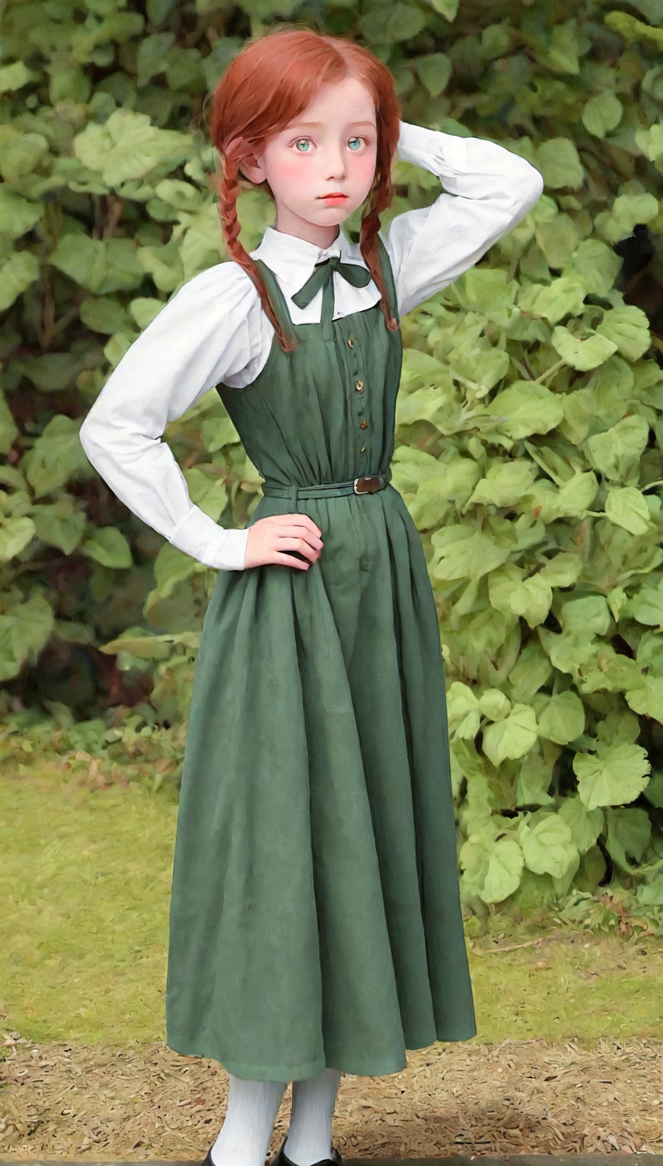 ginger girl,  as 12 years old 1908 fashion,  anne of green gables attire on Tensor.Art