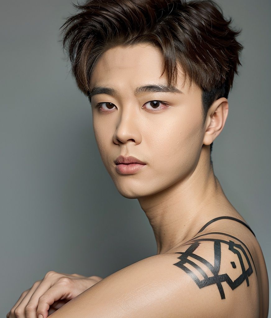 A handsome asian boy,man,Look into the camera,dramatic lighting, cyborg,biomechanical, mechanical parts(18years.old.)Naked, huge muscles,(white underwear G-string), with colorful tattoos, sitting,dynamic angle,Spread legs,looking up,full body photo, sunny,(((Fog surround the body))), blurred light, soft light, extreme hd picture, green plants, 4k, man, man, boy, man, man, man,cyborg,yushui,zydink,heisizairenjian,shandian,fbot ,dunhuang
