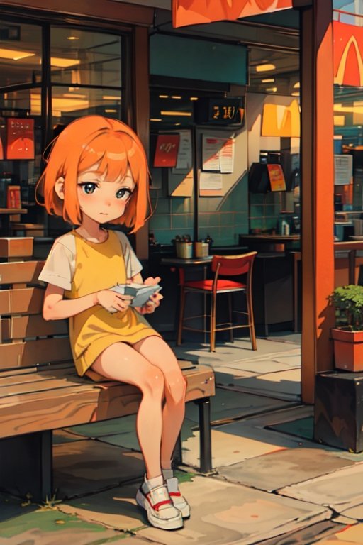 loli,  short hair,  orange hair on Tensor.Art