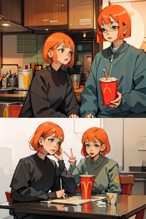 1girls,  short hair,  orange hair on Tensor.Art