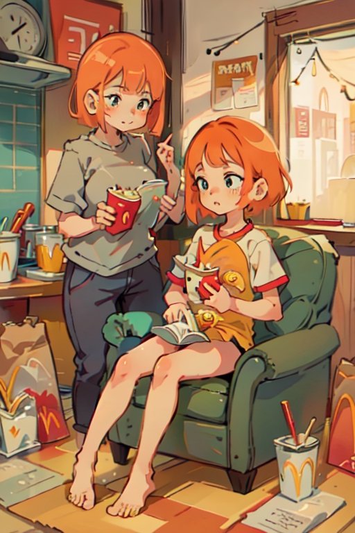 1girls,  short hair,  orange hair on Tensor.Art