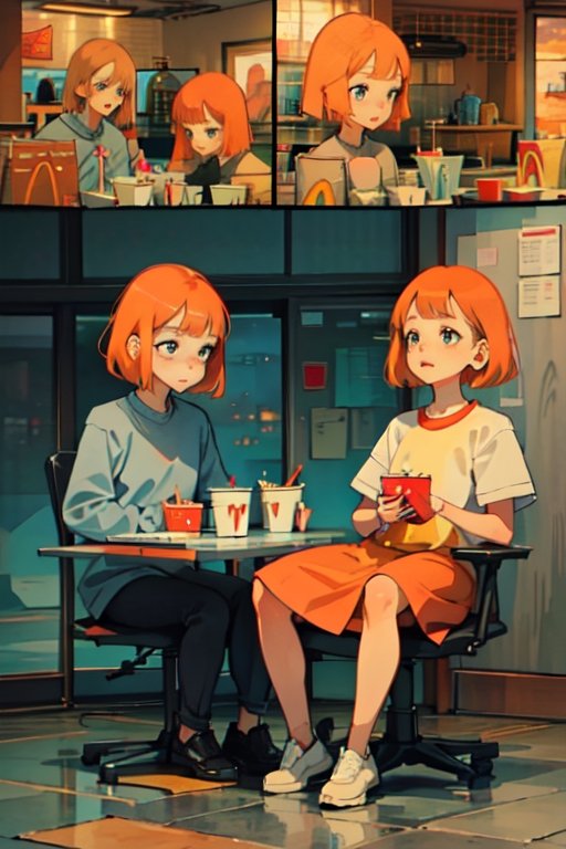 1girls,  short hair,  orange hair on Tensor.Art