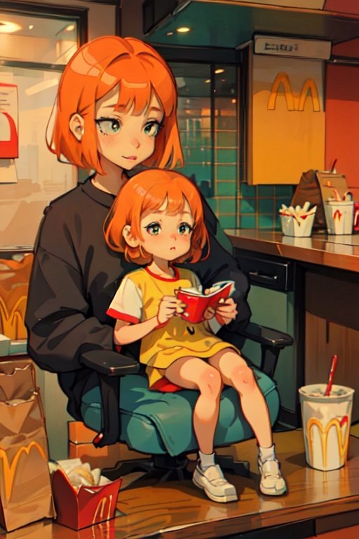 1girls,  short hair,  orange hair on Tensor.Art