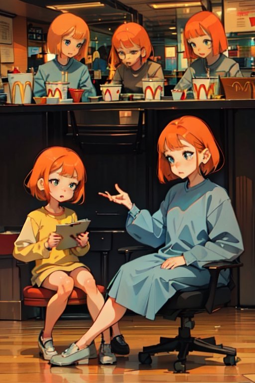 1girls,  short hair,  orange hair on Tensor.Art