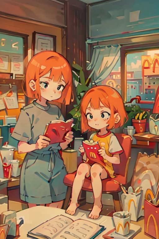1girls,  short hair,  orange hair on Tensor.Art