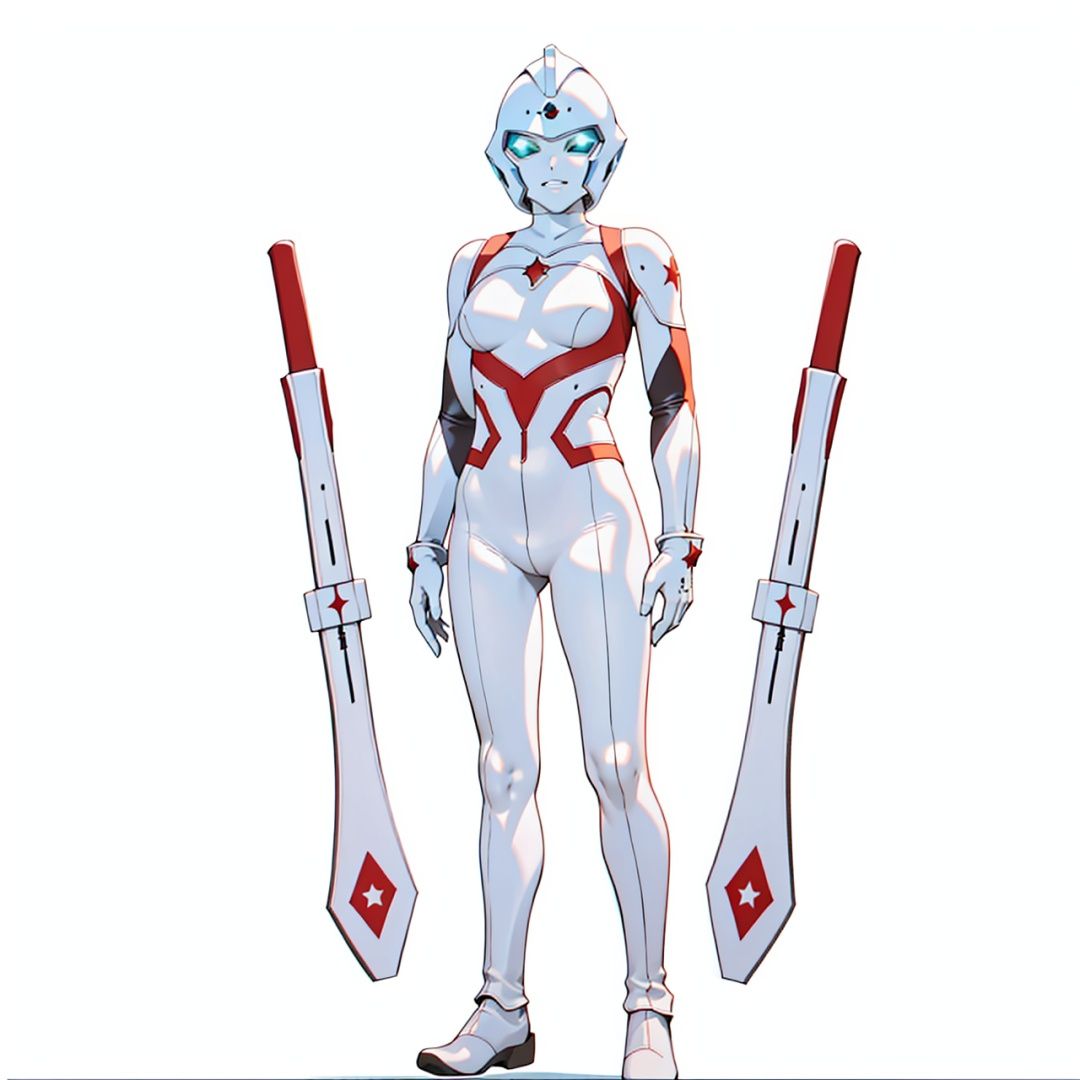 (masterpiece:1.3), (the best quality:1.2), (super fine illustrations:1.2), (Masterpiece), high quality, high detail,((white background:1.2)), looking at viewer, (SOLO:1.4),outline,,simple background,figure, jewelry,armor,latex,leather suit,helmet,white footwear,white tight-fitting,red pattern on body,bodysuit,gem,plugsuit,mask,cover,logo,boots,gloves,legwear,white gloves,white bodysuit,star \(symbol\)