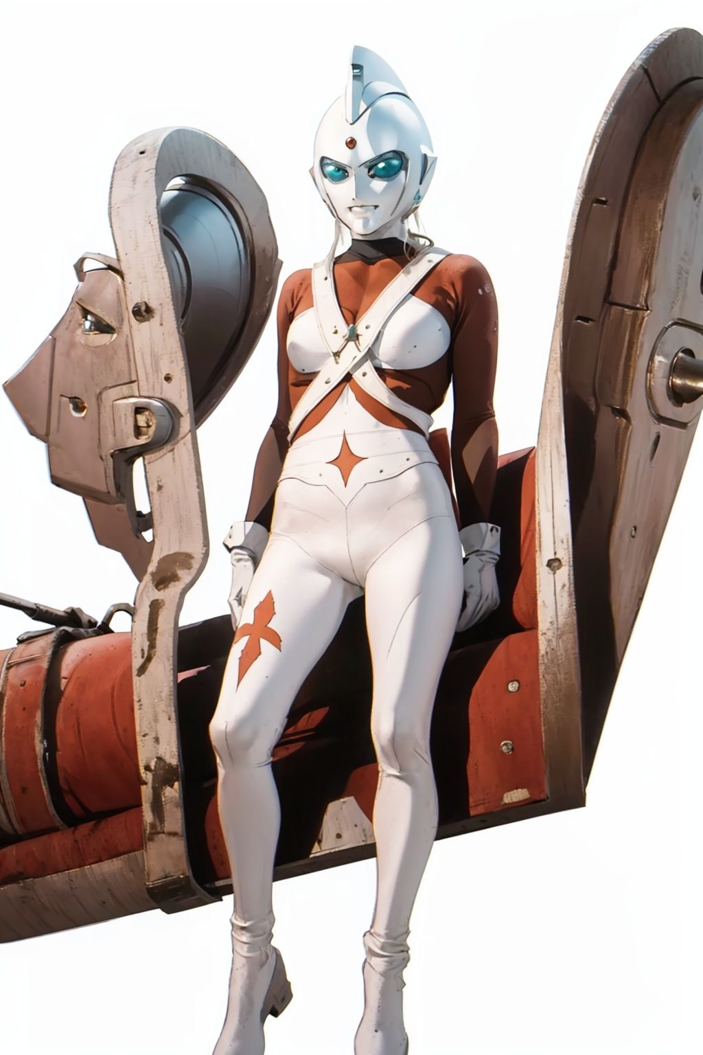 (masterpiece:1.3), (the best quality:1.2), (super fine illustrations:1.2), (Masterpiece), high quality, high detail,((white background:1.2)), looking at viewer, (SOLO:1.4),outline,,simple background, bodysuit,boots, armor, gloves,helmet,bodysuit