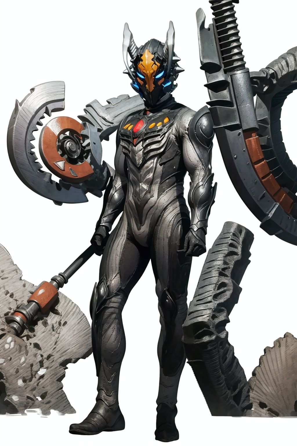 (masterpiece:1.3), (the best quality:1.2), (super fine illustrations:1.2), (Masterpiece), high quality, high detail,((white background:1.2)), looking at viewer, (SOLO:1.4),outline,,simple background,breastplate,shoulder armor,gauntlets,cover,mask, helmet, full armor,weapon,spikes, armor, gloves, horns,horns