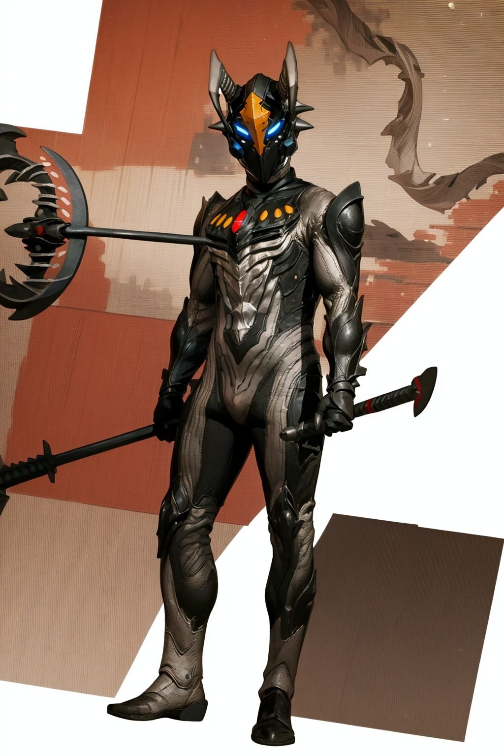 (masterpiece:1.3), (the best quality:1.2), (super fine illustrations:1.2), (Masterpiece), high quality, high detail,((white background:1.2)), looking at viewer, (SOLO:1.4),outline,,simple background,breastplate,shoulder armor,gauntlets,cover,mask, helmet, full armor,weapon,spikes, armor, gloves, horns,horns