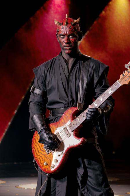 drml in robes,  on stage,  playing guitar on Tensor.Art