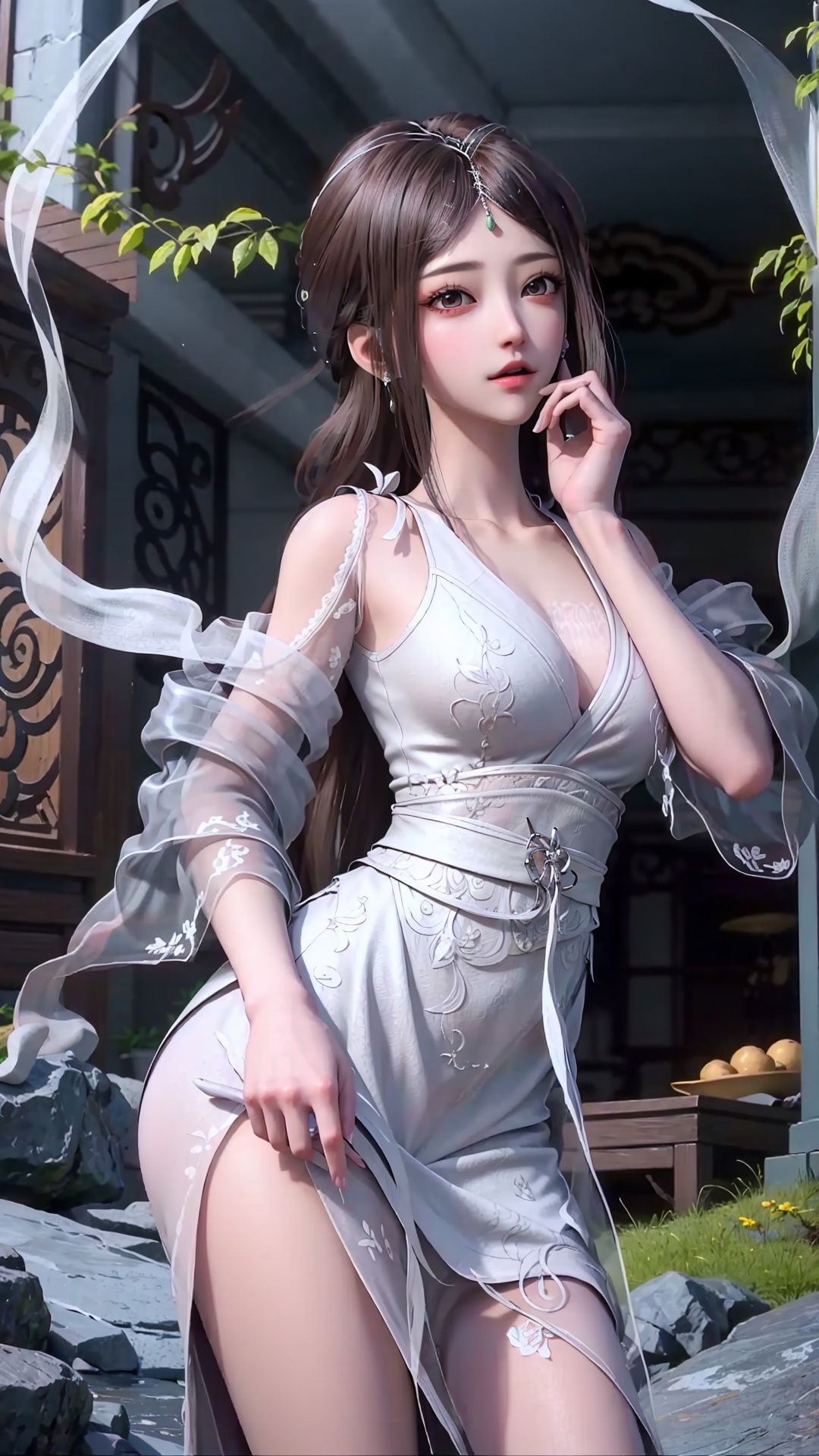 masterpiece,best quality,1girl, brown eyes, long hair, dress ,cowboy shot, dynamic pose, dynamic angle