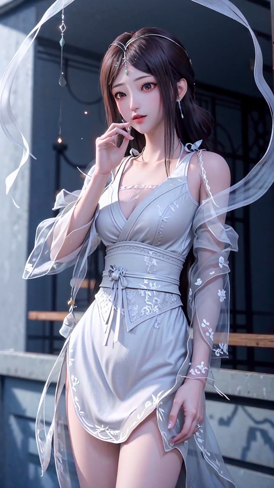 masterpiece,best quality,1girl, brown eyes, long hair, dress ,cowboy shot, dynamic pose, dynamic angle