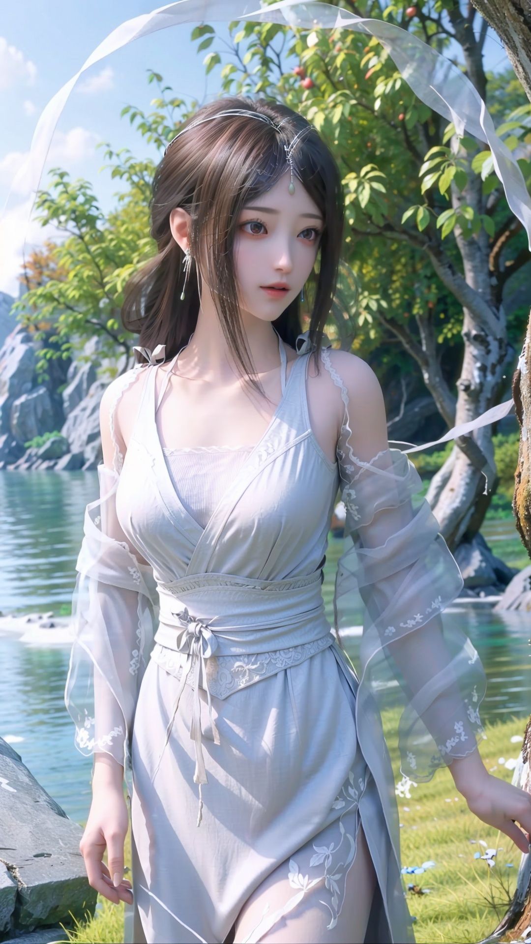 masterpiece,best quality,1girl, brown eyes, long hair, dress ,cowboy shot, dynamic pose, dynamic angle