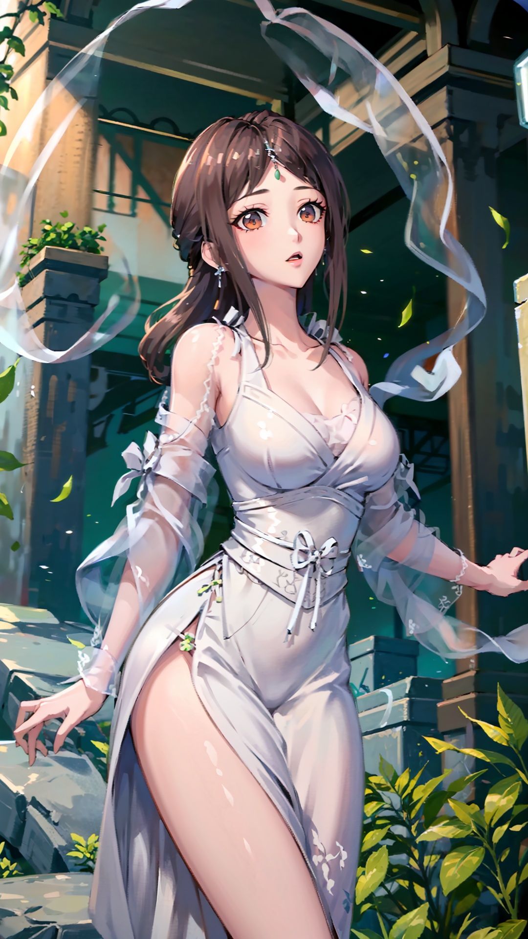 masterpiece,best quality,1girl, brown eyes, long hair, dress ,cowboy shot, dynamic pose, dynamic angle