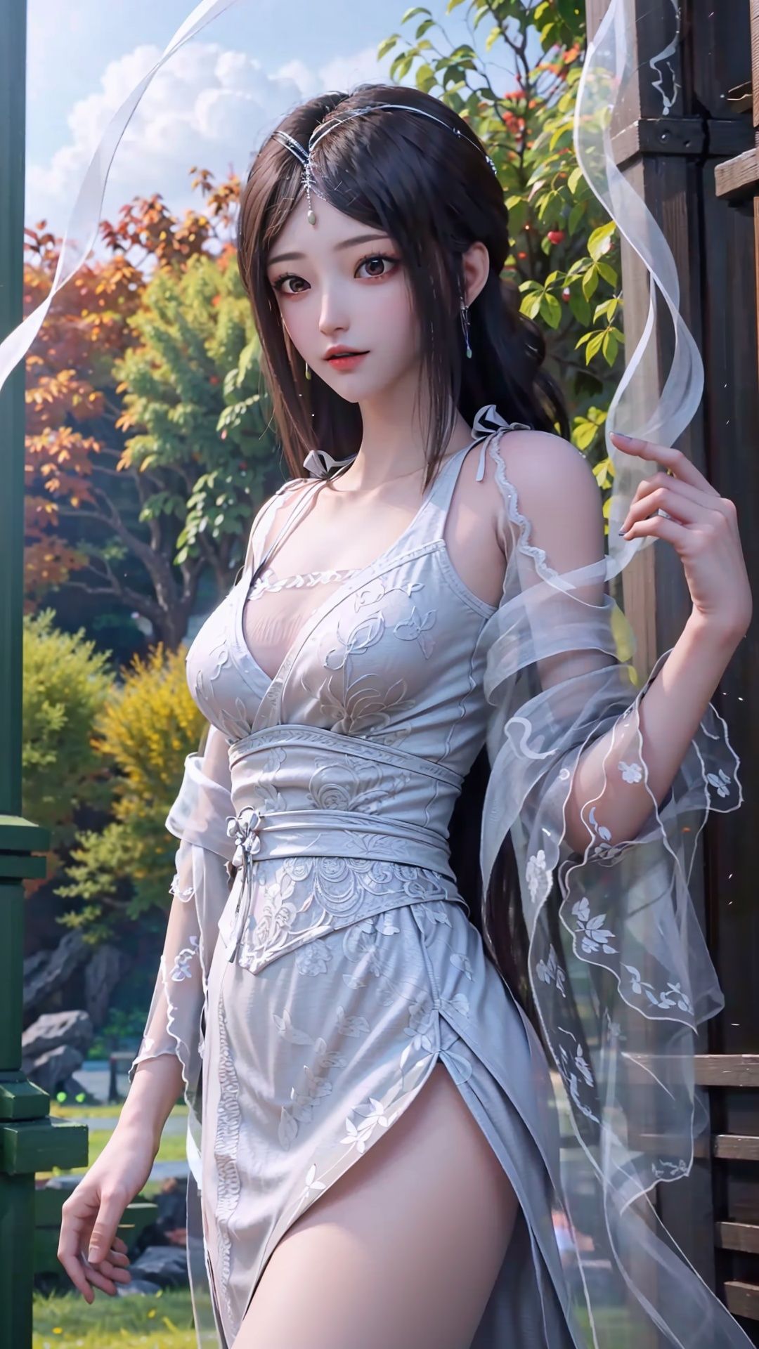 masterpiece,best quality,1girl, brown eyes, long hair, dress ,cowboy shot, dynamic pose, dynamic angle