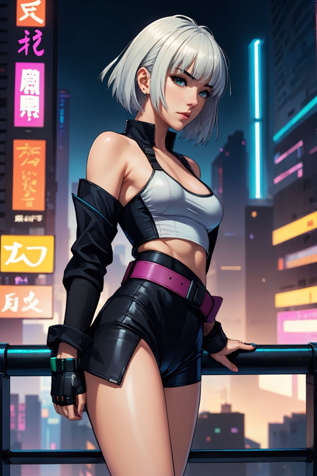 anime artwork lucy \(cyberpunk\),  1girl,  white hair on Tensor.Art