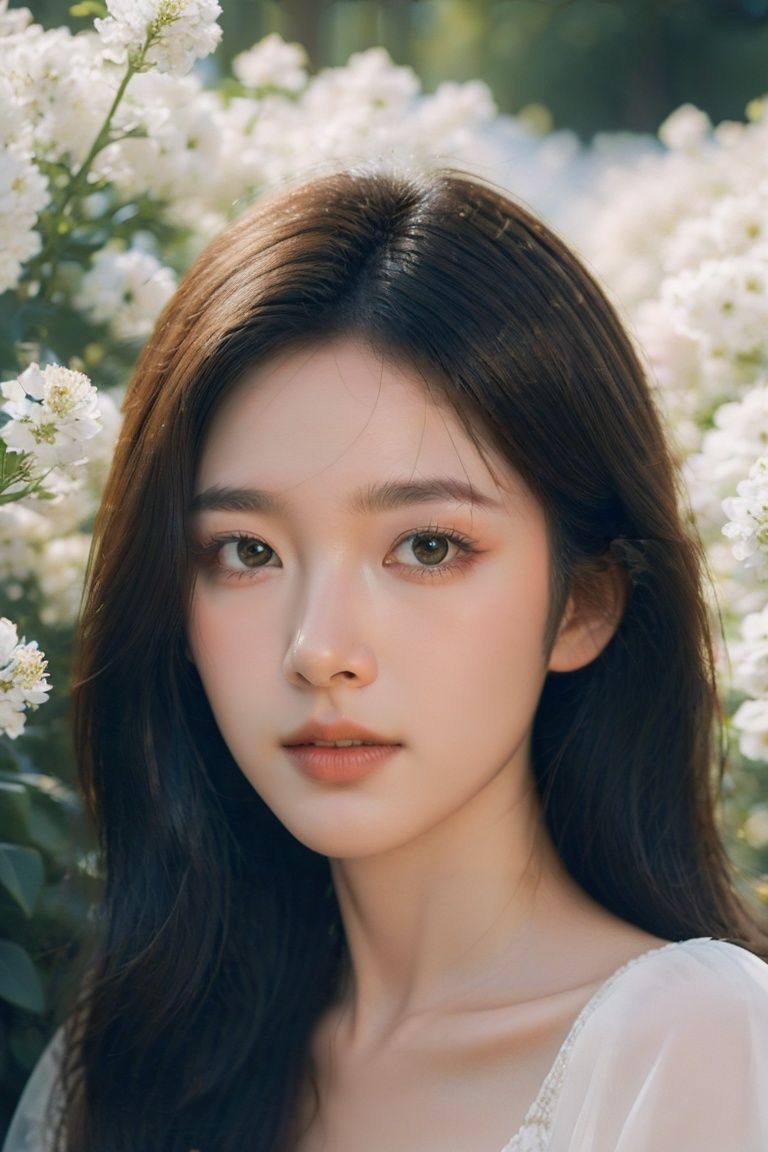 (masterpiece,best quality,ultra high res),(photorealistic:1.4),official art,unity 8k wallpaper,ultra detailed,beautiful and aesthetic,1 girl,lying in the white flowers,girl hiding in flowers and peeking,long hair,white dress,daisy,white flower covering picture,sunlight shining on hair,covered in flowers,facing the camera,natural light,(portrait:1.5),<lora:YunyFlower_TEST11-000010:0.8>,YUNY,, (masterpiece,best quality,ultra high res),(photorealistic:1.4),official art,unity 8k wallpaper,ultra detailed, beautiful and aesthetic,