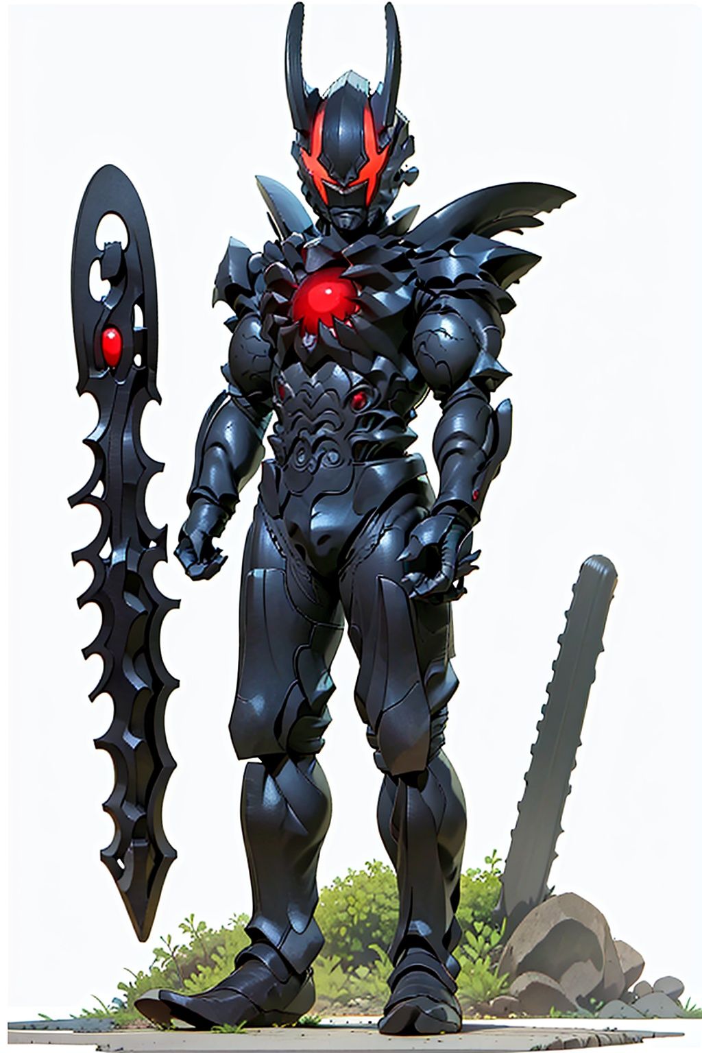 (masterpiece:1.3), (the best quality:1.2), (super fine illustrations:1.2), (Masterpiece), high quality, high detail,((white background:1.2)), looking at viewer, (SOLO:1.4),outline,,simple background,monster,breastplate,shoulder armor,gauntlets,cover,mask,helmet,full armor,weapon,spikes,armor,gloves,horns