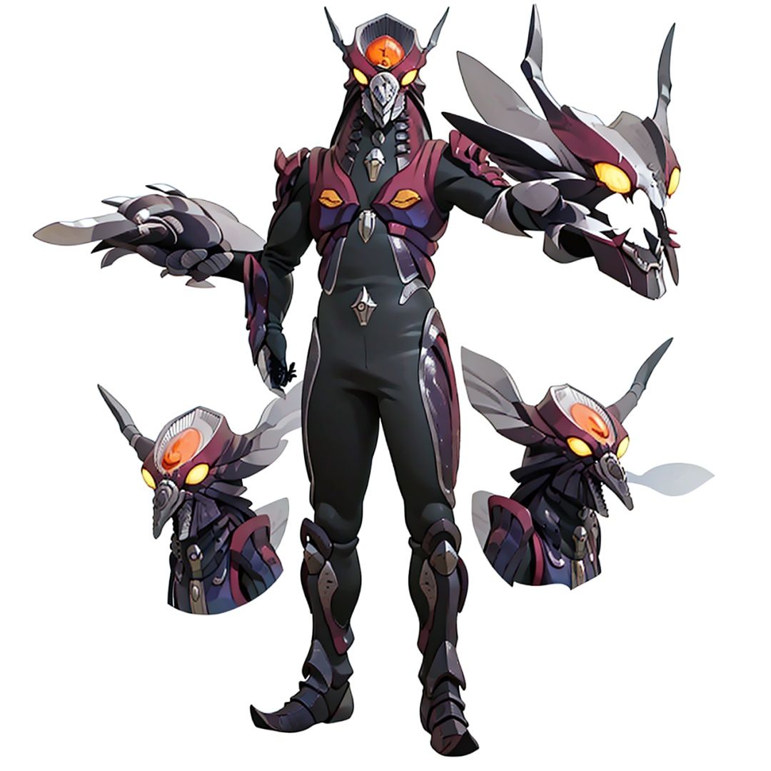 (masterpiece:1.3), (the best quality:1.2), (super fine illustrations:1.2), (Masterpiece), high quality, high detail,((white background:1.2)), looking at viewer, (SOLO:1.4),outline,,simple background,horns,gloves,armor,spikes,weapon,full armor,helmet,mask,cover,gauntlets,shoulder armor,breastplate,monster,solo, armor, helmet