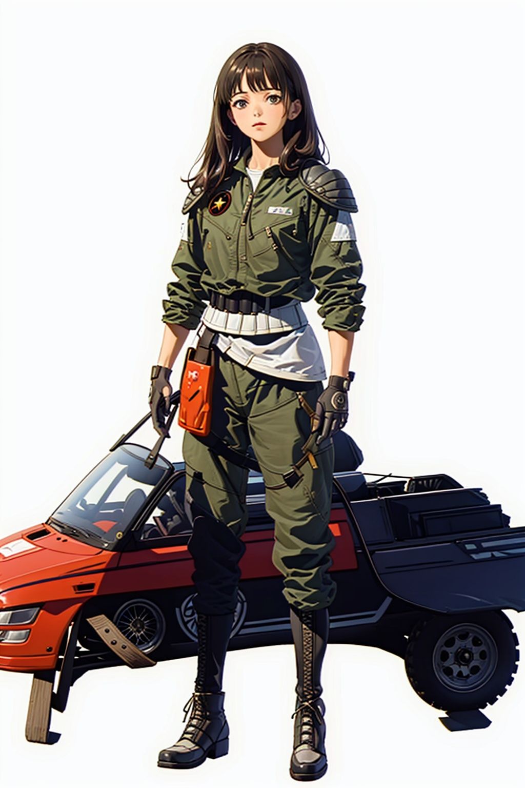 (masterpiece:1.3), (the best quality:1.2), (super fine illustrations:1.2), (Masterpiece), high quality, high detail,((white background:1.2)), looking at viewer, (SOLO:1.4),outline,,simple background,armor, belt,uniform,helmet,logo,jacket,pants,military uniform, emblem,boots