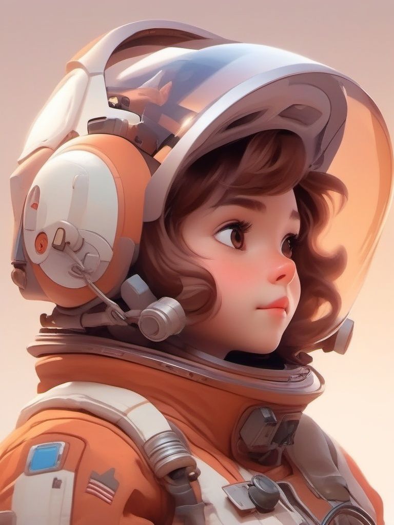 Pixar style, MG_ip,  1girl,  solo,  helmet,  profile,  brown hair,  science fiction,  portrait,  spacesuit,  from side,  upper body,  brown eyes,  short hair,  machine, <lora:EMS-45589-EMS:1.000000>