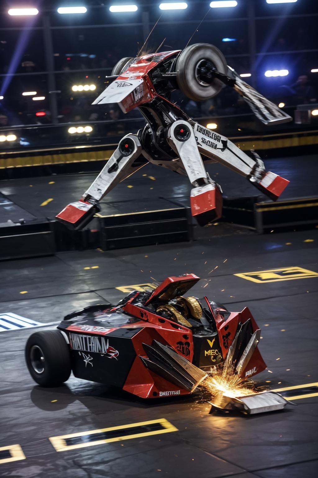 battlebots fight,  explosion,  saw on Tensor.Art