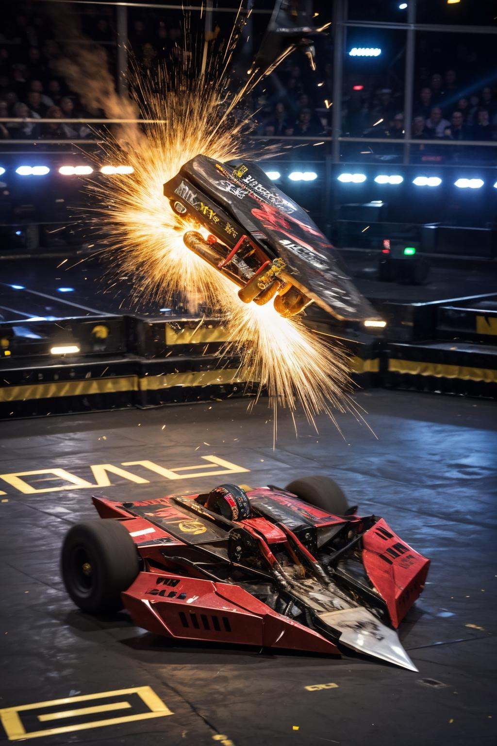 battlebots fight,  explosion,  saw on Tensor.Art