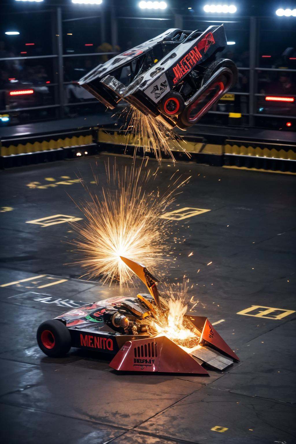 battlebots fight,  explosion,  saw on Tensor.Art