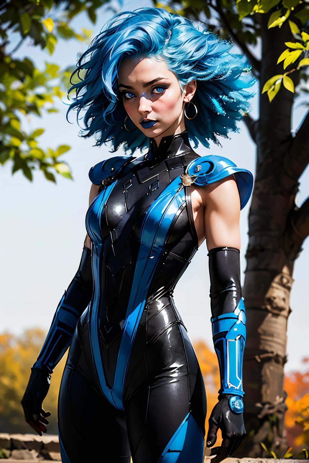frost,  blue hair,  large afro on Tensor.Art